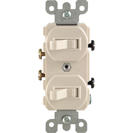 Eaton Wiring Devices Leviton 15 amps Single Pole Toggle Switch Light Almond 1 pk 05224-2TS